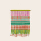 Finnish Patchwork Stripe Pattern Orange Green Pink Chartreuse Wall Hanging Gallery Image 1
