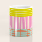 Finnish Patchwork Stripe Pattern Orange Green Pink Chartreuse Coffee Mug Gallery Image 4