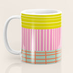 Finnish Patchwork Stripe Pattern Orange Green Pink Chartreuse Coffee Mug Gallery Image 3