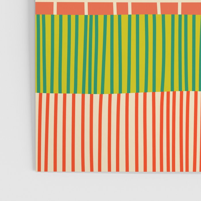 Finnish Patchwork Stripe Pattern Orange Green Pink Chartreuse Poster Gallery Image 3