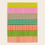 Finnish Patchwork Stripe Pattern Orange Green Pink Chartreuse Poster Gallery Image 4