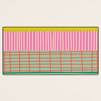 Finnish Patchwork Stripe Pattern Orange Green Pink Chartreuse Desk Mat Gallery Image 3