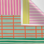 Finnish Patchwork Stripe Pattern Orange Green Pink Chartreuse Wall Tapestry Gallery Image 3