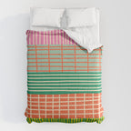 Finnish Patchwork Stripe Pattern Orange Green Pink Chartreuse Comforter Gallery Image 6