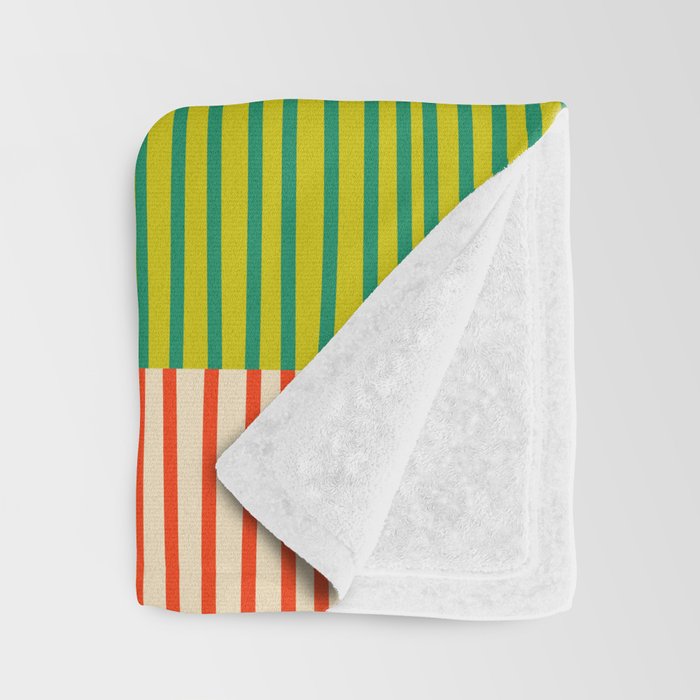 Finnish Patchwork Stripe Pattern Orange Green Pink Chartreuse Throw Blanket Gallery Image 3