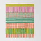 Finnish Patchwork Stripe Pattern Orange Green Pink Chartreuse Throw Blanket Gallery Image 2