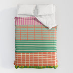 Finnish Patchwork Stripe Pattern Orange Green Pink Chartreuse Duvet Cover Gallery Image 6