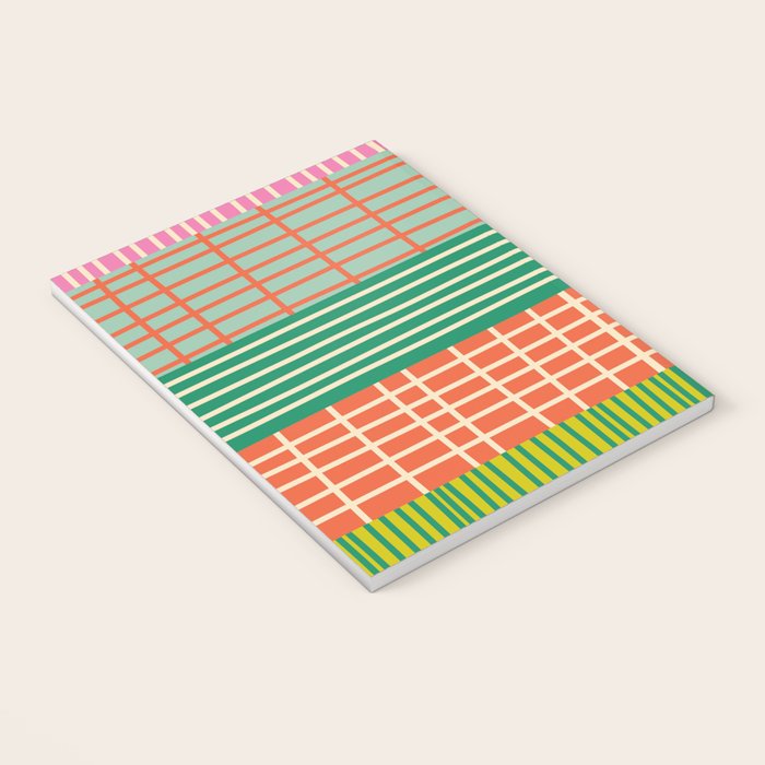 Finnish Patchwork Stripe Pattern Orange Green Pink Chartreuse Notebook Gallery Image 3