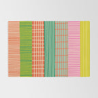 Finnish Patchwork Stripe Pattern Orange Green Pink Chartreuse Rug Gallery Image 2