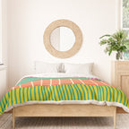 Finnish Patchwork Stripe Pattern Orange Green Pink Chartreuse Duvet Cover Gallery Image 3