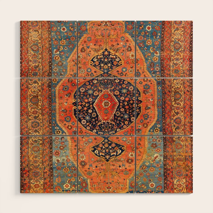 Northwest Persian Antique Carpet Print Wood Wall Art Gallery Image 1