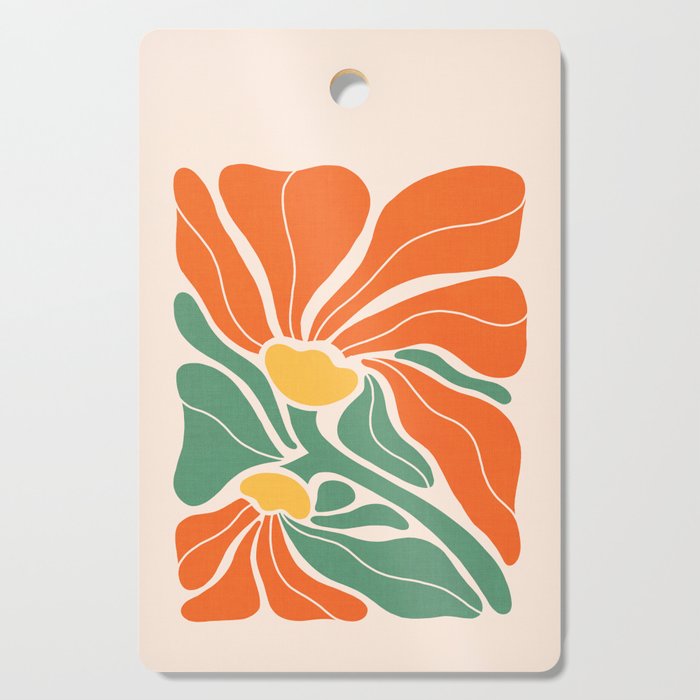 Modern Boho Art Nouveau Floral 1.2 Duo Orange and Green Cutting Board Gallery Image 1