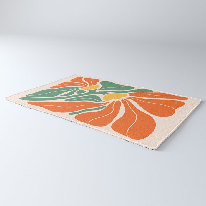 Modern Boho Art Nouveau Floral 1.2 Duo Orange and Green Rug Gallery Image 3