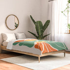 Modern Boho Art Nouveau Floral 1.2 Duo Orange and Green Comforter Gallery Image 2