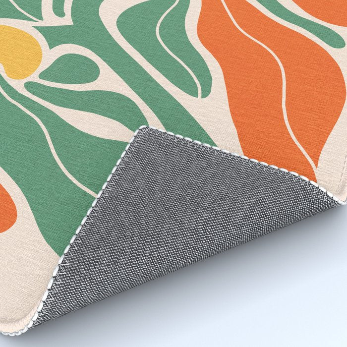Modern Boho Art Nouveau Floral 1.2 Duo Orange and Green Rug Gallery Image 4