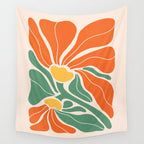 Modern Boho Art Nouveau Floral 1.2 Duo Orange and Green Wall Tapestry Gallery Image 4