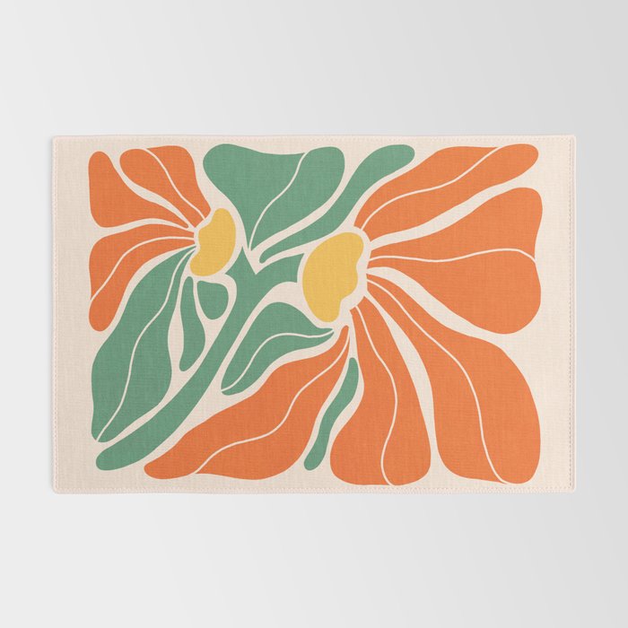 Modern Boho Art Nouveau Floral 1.2 Duo Orange and Green Rug Gallery Image 2