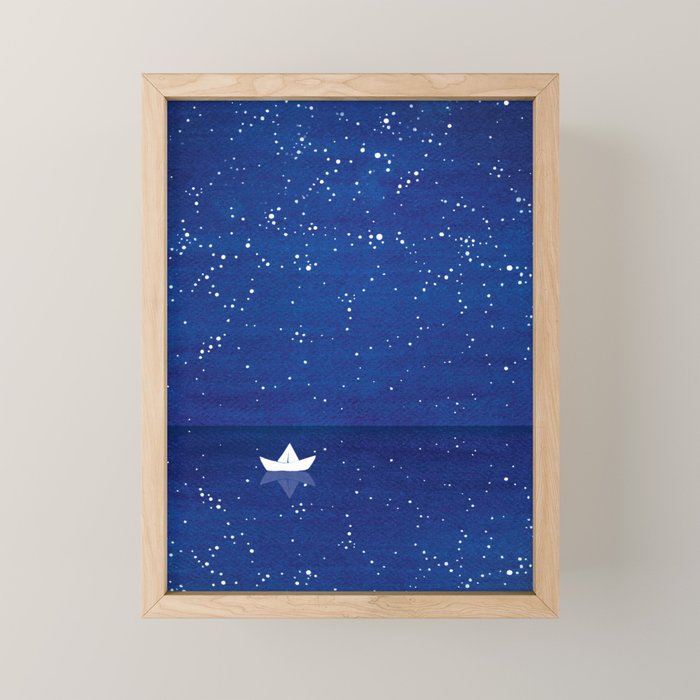 Zen sailing, ocean, stars Mini Art Print Gallery Image 1