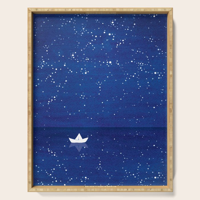 Zen sailing, ocean, stars Serving Tray Gallery Image 1