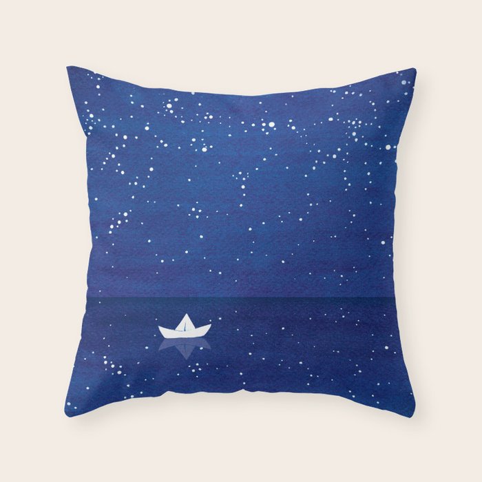 Zen sailing, ocean, stars Throw Pillow Gallery Image 6