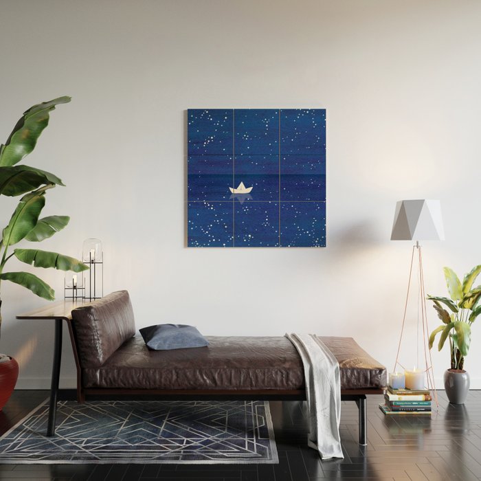Zen sailing, ocean, stars Wood Wall Art Gallery Image 2