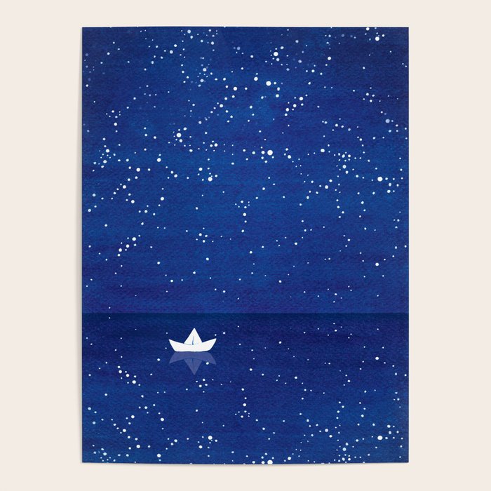 Zen sailing, ocean, stars Poster Gallery Image 4