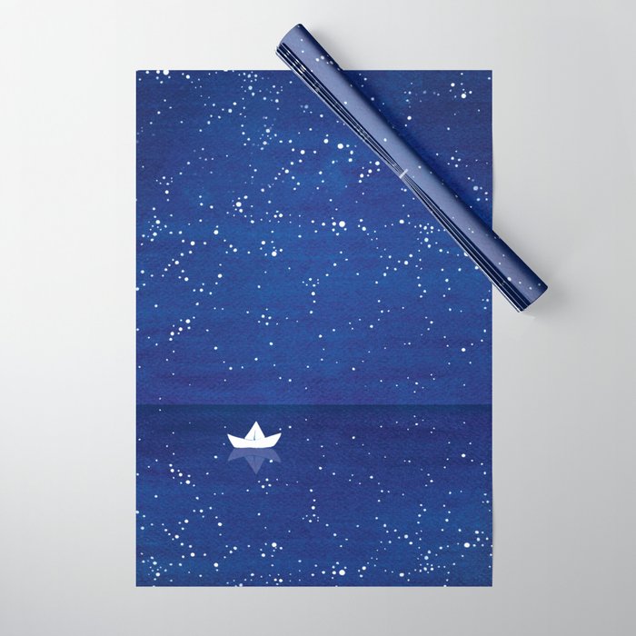 Zen sailing, ocean, stars Wrapping Paper Gallery Image 1