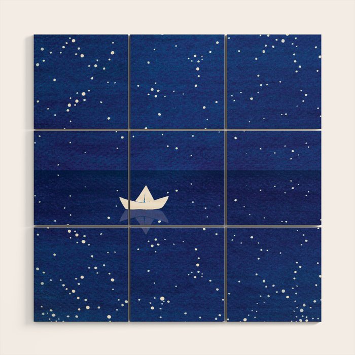 Zen sailing, ocean, stars Wood Wall Art Gallery Image 1