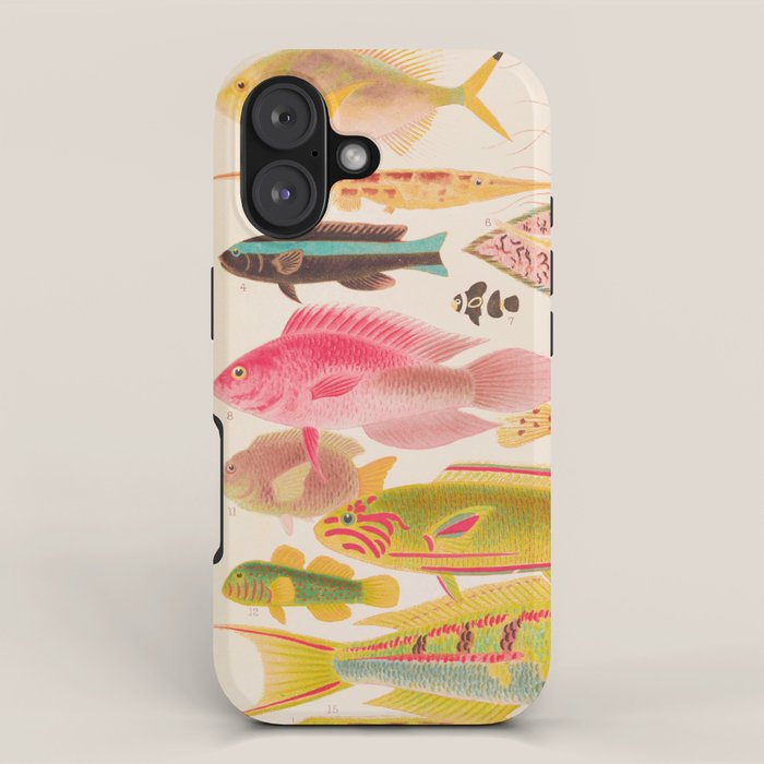 Colorful Tropical Fishes Vintage Sea Life Illustration iPhone Case Gallery Image 1