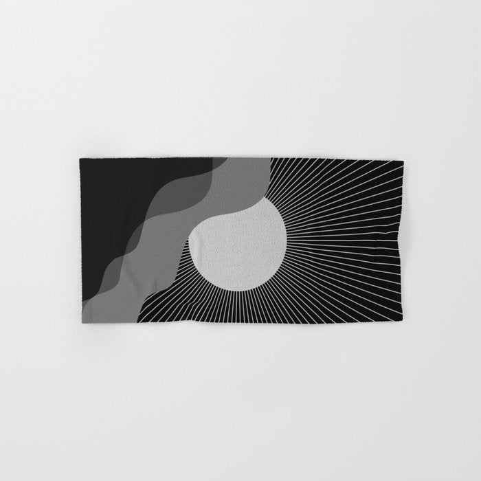 Abstraction_SUNRISE_SUNSET_BLACK_WHITE_MONO_POP_ART_0622A Bath Towel Gallery Image 1