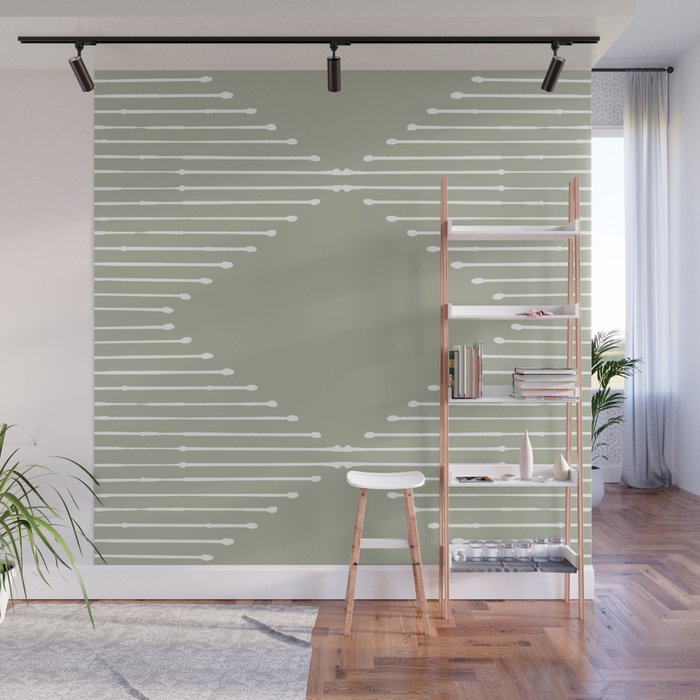 Geo (Linen Sage) Wall Mural Gallery Image 1