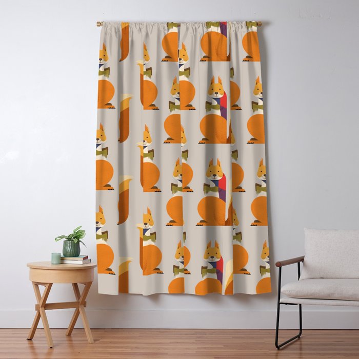 Red Squirrel Window Curtain Gallery Image 1