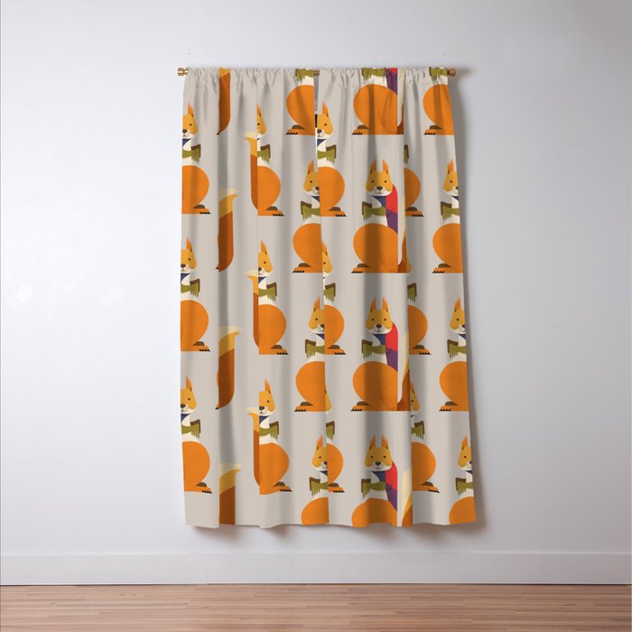 Red Squirrel Window Curtain Gallery Image 3