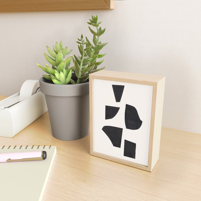 Bump & Kiss Minimalist Modern Mid Century Black Organic Shapes Pattern Paper Collage Mini Art Print Gallery Image 2