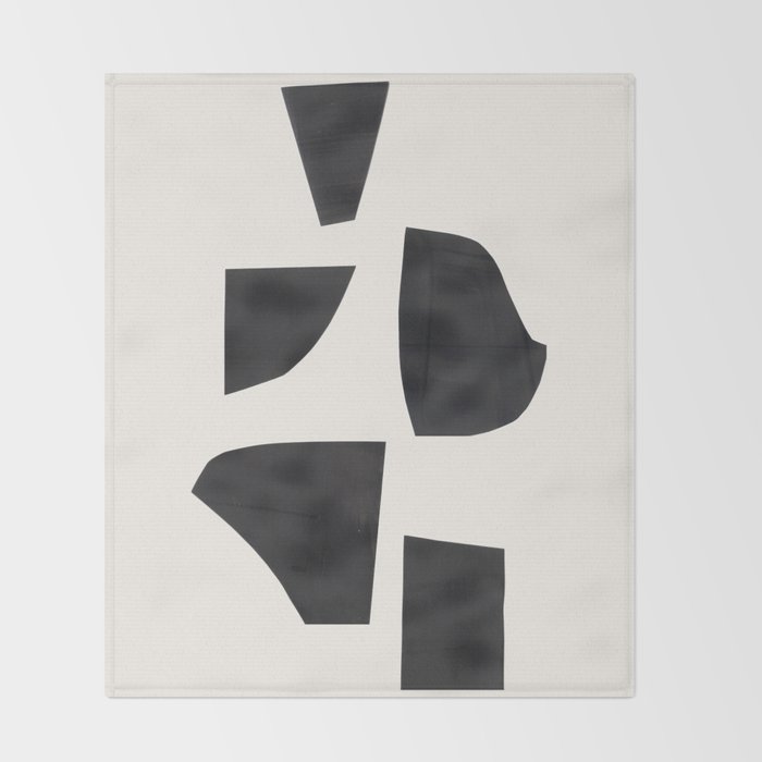 Bump & Kiss Minimalist Modern Mid Century Black Organic Shapes Pattern Paper Collage Throw Blanket Gallery Image 2