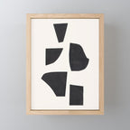 Bump & Kiss Minimalist Modern Mid Century Black Organic Shapes Pattern Paper Collage Mini Art Print Gallery Image 1