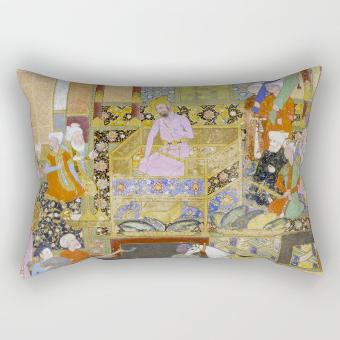  Babur receives a courtier Indian Mughal Art Rectangular Pillow Gallery Image 1