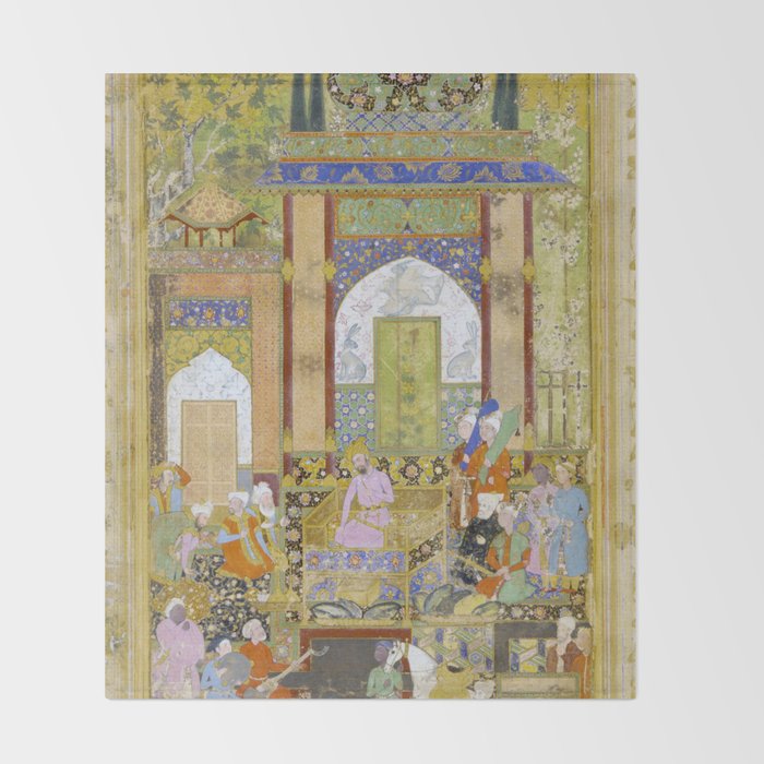  Babur receives a courtier Indian Mughal Art Throw Blanket Gallery Image 2