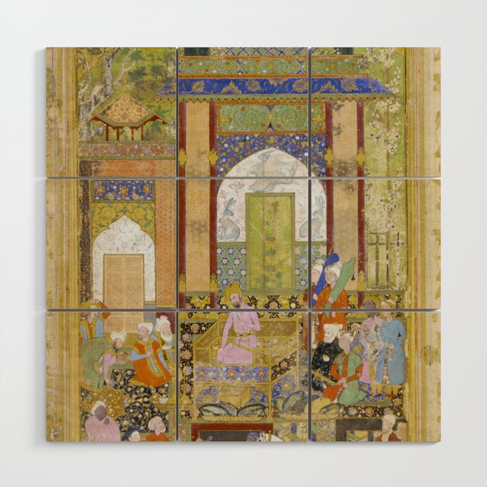  Babur receives a courtier Indian Mughal Art Wood Wall Art Gallery Image 1
