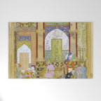  Babur receives a courtier Indian Mughal Art Welcome Mat Gallery Image 1