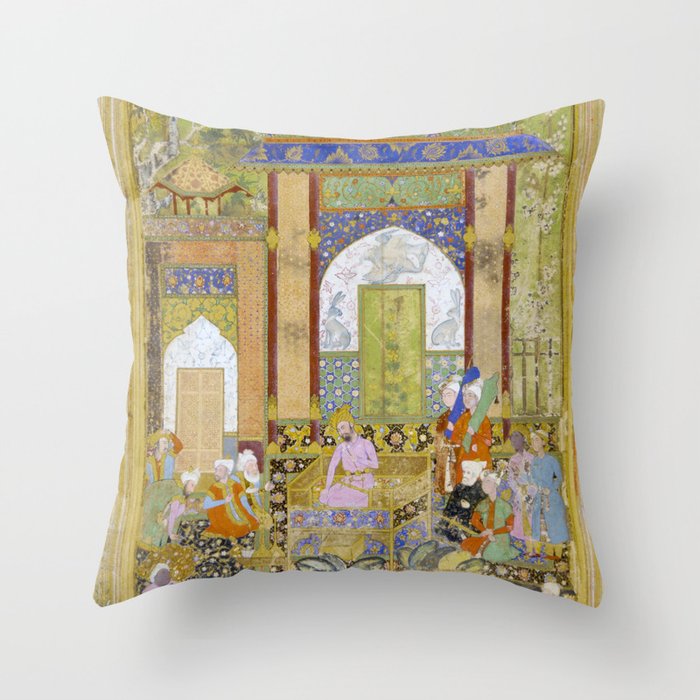  Babur receives a courtier Indian Mughal Art Throw Pillow Gallery Image 6