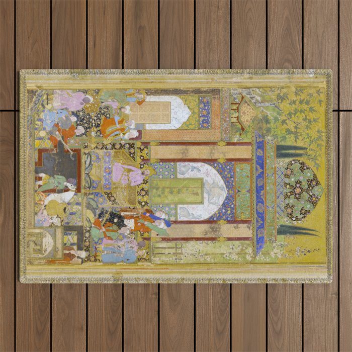  Babur receives a courtier Indian Mughal Art Outdoor Rug Gallery Image 1
