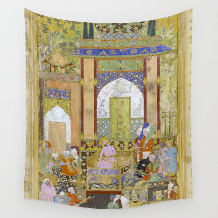  Babur receives a courtier Indian Mughal Art Wall Tapestry Gallery Image 1