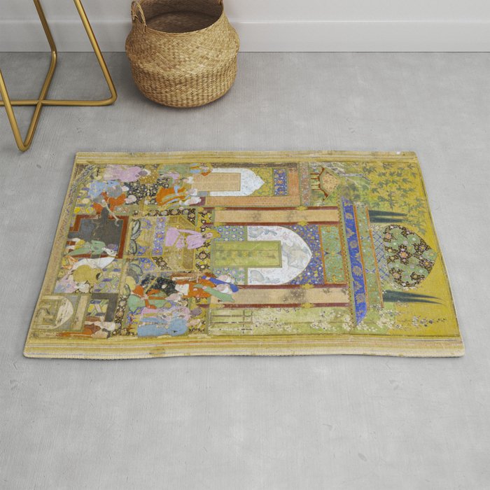  Babur receives a courtier Indian Mughal Art Rug Gallery Image 1