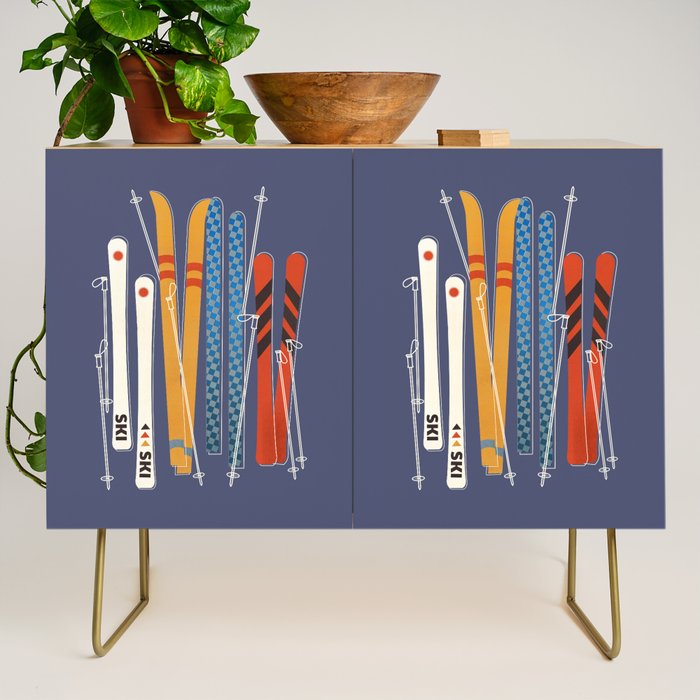 Retro Colorful Skis Credenza Gallery Image 1