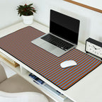 Narrow Stripes Vertical Pattern in Brown and Blue Desk Mat Gallery Image 2