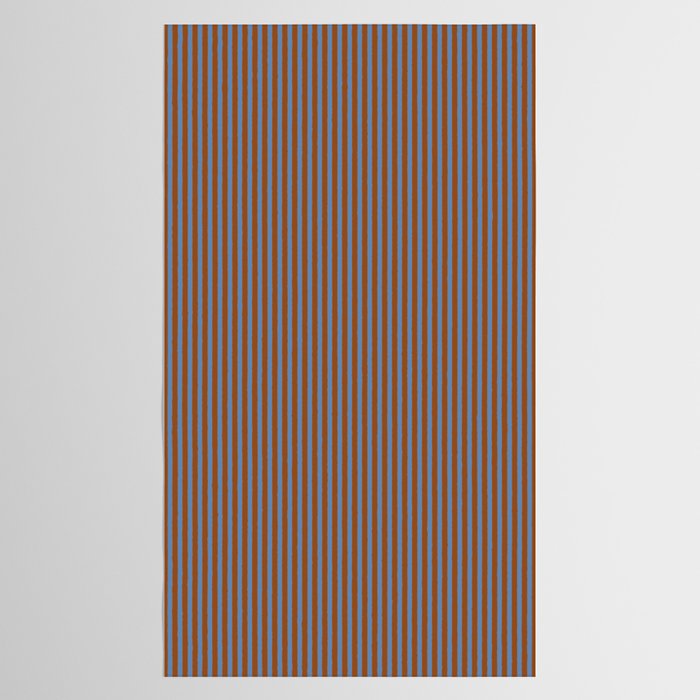 Narrow Stripes Vertical Pattern in Brown and Blue Tablecloth Gallery Image 2