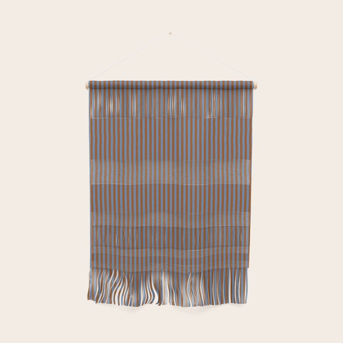 Narrow Stripes Vertical Pattern in Brown and Blue Wall Hanging Gallery Image 1