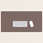Narrow Stripes Vertical Pattern in Brown and Blue Desk Mat Gallery Image 1
