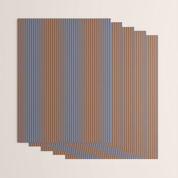 Narrow Stripes Vertical Pattern in Brown and Blue Wrapping Paper Gallery Image 3
